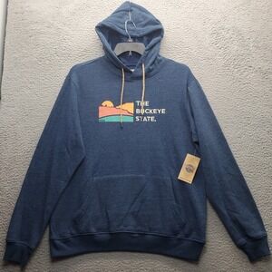 Home Free Hoodie Men's Medium Navy The Buckeye‎ State Raglan Sleeve Drawstring